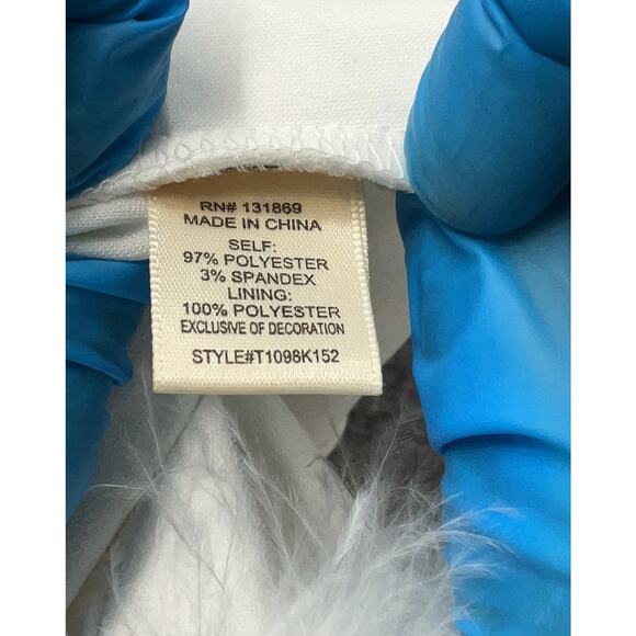 NWT Honey & Sparkle White Feather Trim Tank top L - Picture 4 of 5